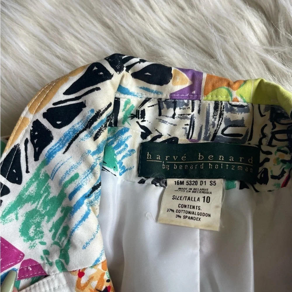 HARVE BENARD by BENARD HOLTZMAN Multi Prints Zip Blazer Jacket 10 Long Sleeves